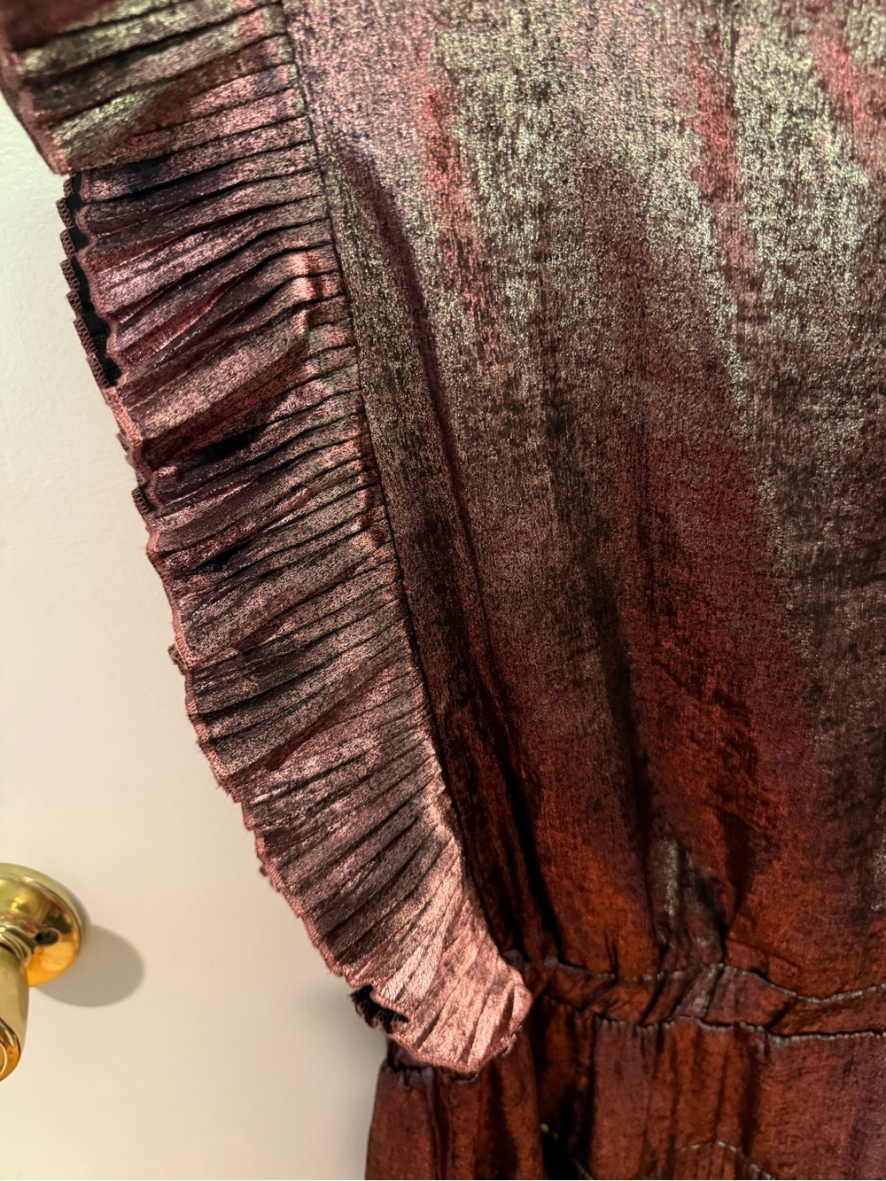 Metallic Burgundy Ruffle Tiered Kids Dress - Picture 3 of 3